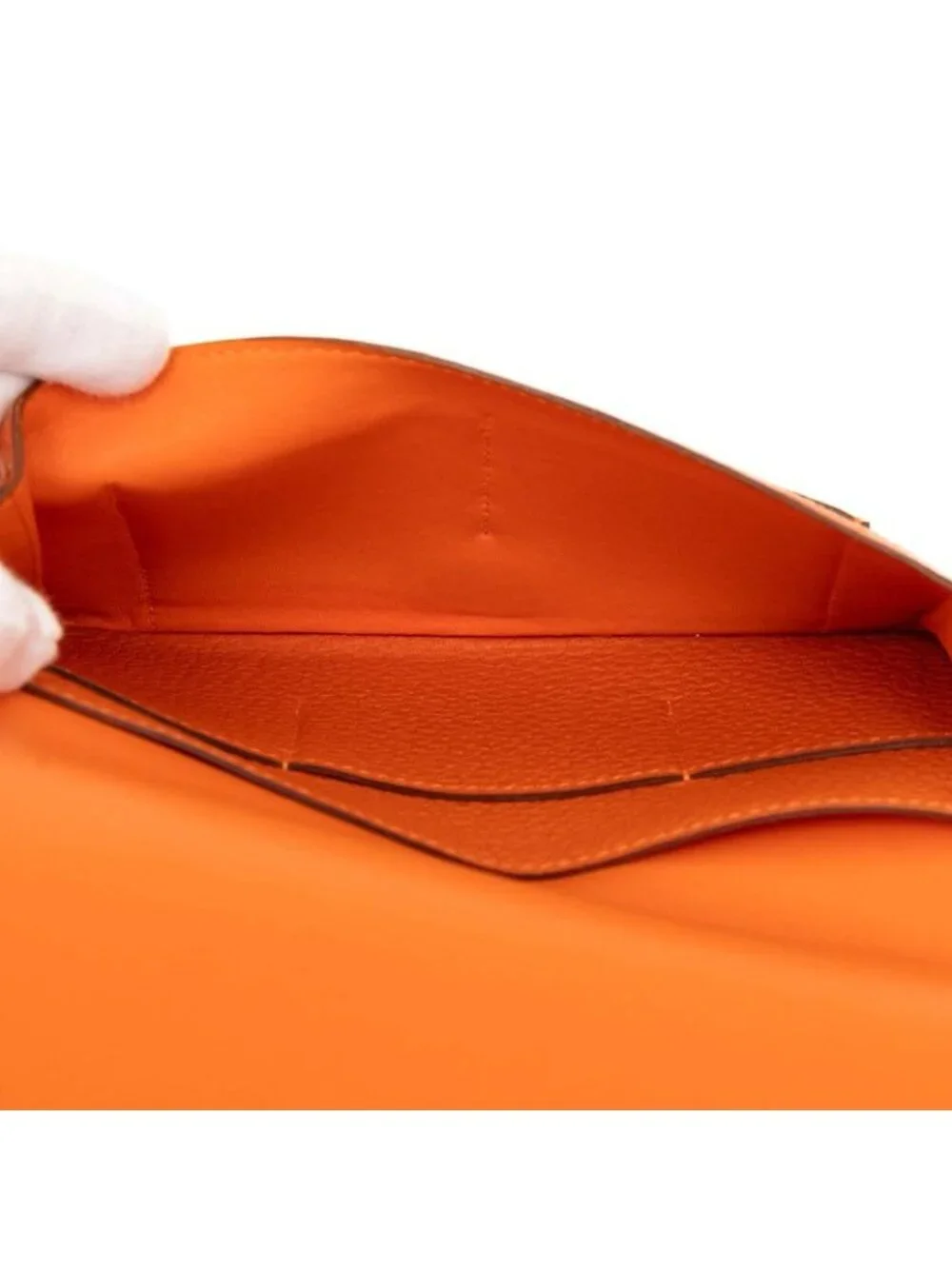 Hermes Dogon Duo Wallet Orange Silver Taurillon Clemence